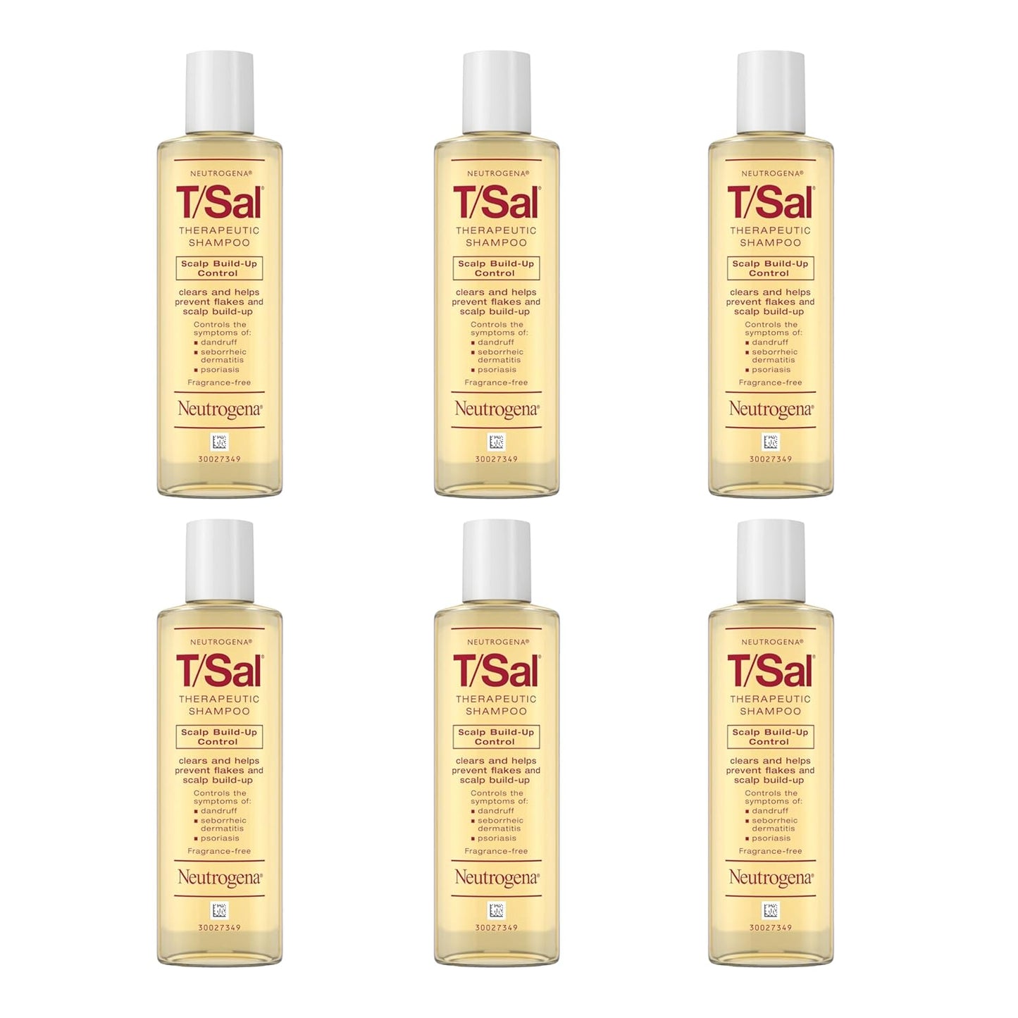 Neutrogena T/Sal Therapeutic Dandruff Shampoo, Scalp Build-Up Control, 3% Salicylic Acid, Scalp Psoriasis Treatment, Seborrheic Dermatitis Shampoo, Clears & Controls Flakes, Fragrance Free, 4.5 fl oz