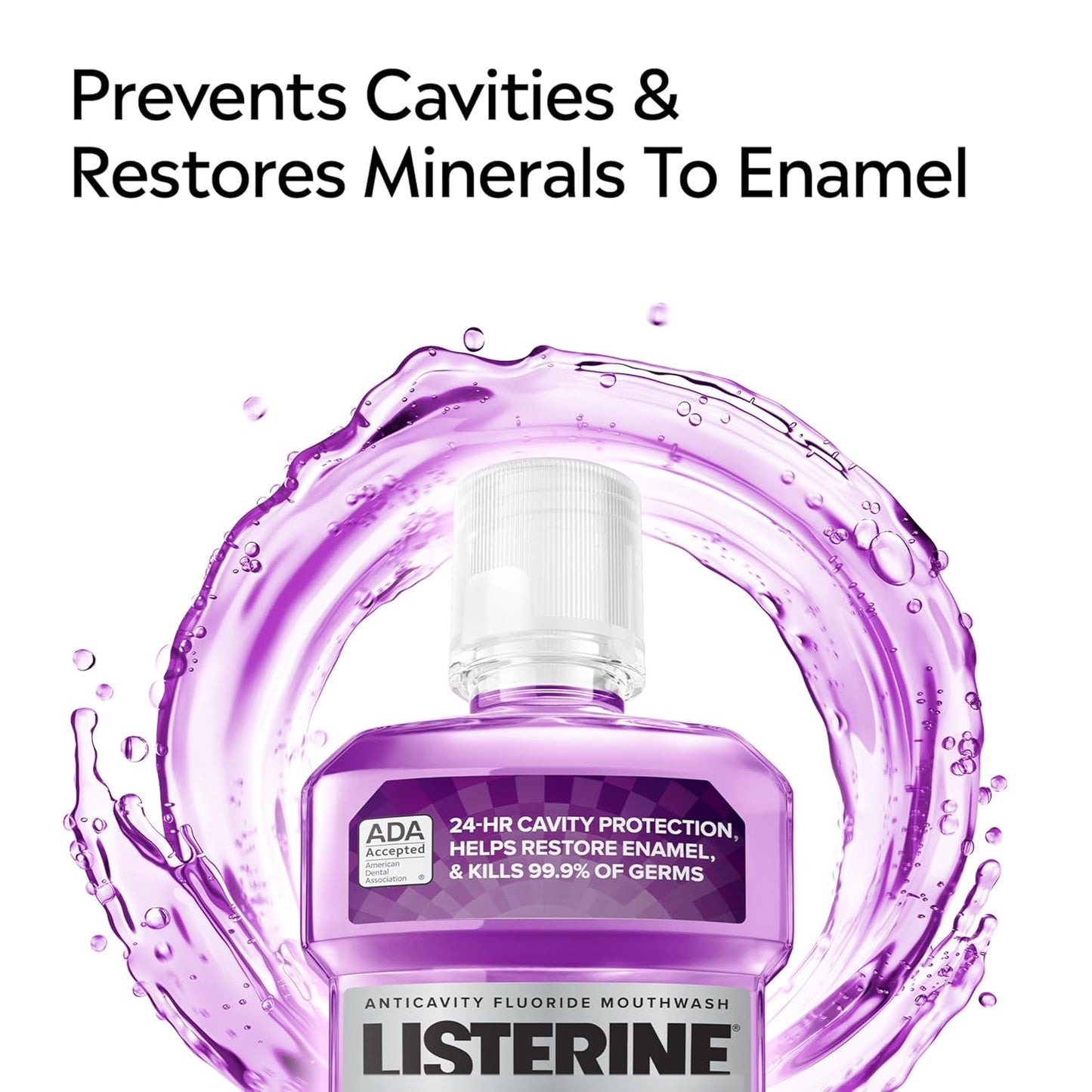 Listerine Total Care Anticavity Fluoride Mouthwash, 6-in-1 Rinse Helps Kill 99% of Bad Breath Germs, Prevents Cavities, Strengthens Teeth, Bad Breath Treatment for Adults, Fresh Mint, Twin Pack, 2x1 L