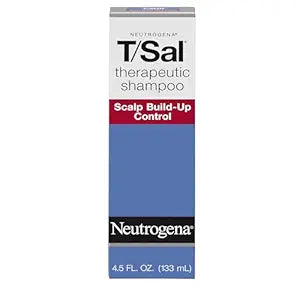 Neutrogena T/Sal Therapeutic Dandruff Shampoo, Scalp Build-Up Control, 3% Salicylic Acid, Scalp Psoriasis Treatment, Seborrheic Dermatitis Shampoo, Clears & Controls Flakes, Fragrance Free, 4.5 fl oz