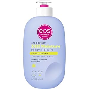 eos Shea Better Body Lotion Vanilla Cashmere, 24-Hour Moisture Skin Care, Lightweight & Non-Greasy, Natural Shea, Vegan, Vanilla Body Lotion, 16 fl oz