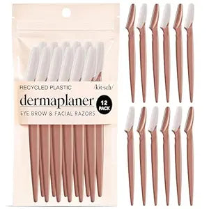 Kitsch Dermaplane Razor for Women Face - Face Razors for Women and Men - Eyebrow Trimmer, Shaver, Recycled Plastic Dermaplaning and Skin Care Tool - Terracotta, 12 pcs