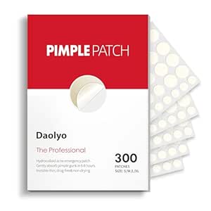 Pimple Patches for Face, 4 Size 300 Counts Acne Patches, Hydrocolloid Patches for Covering Zits and Blemishes, Spot Stickers with Salicylic Acid, Tea Tree Oil & Calendula Oil