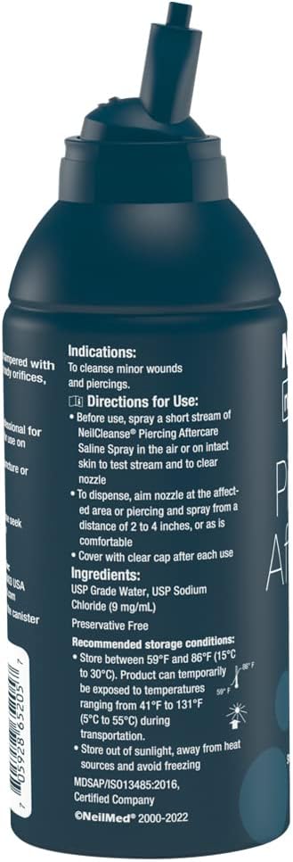 NeilMed NeilCleanse Piercing Aftercare, Fine Mist, 6.3 Fluid Ounce