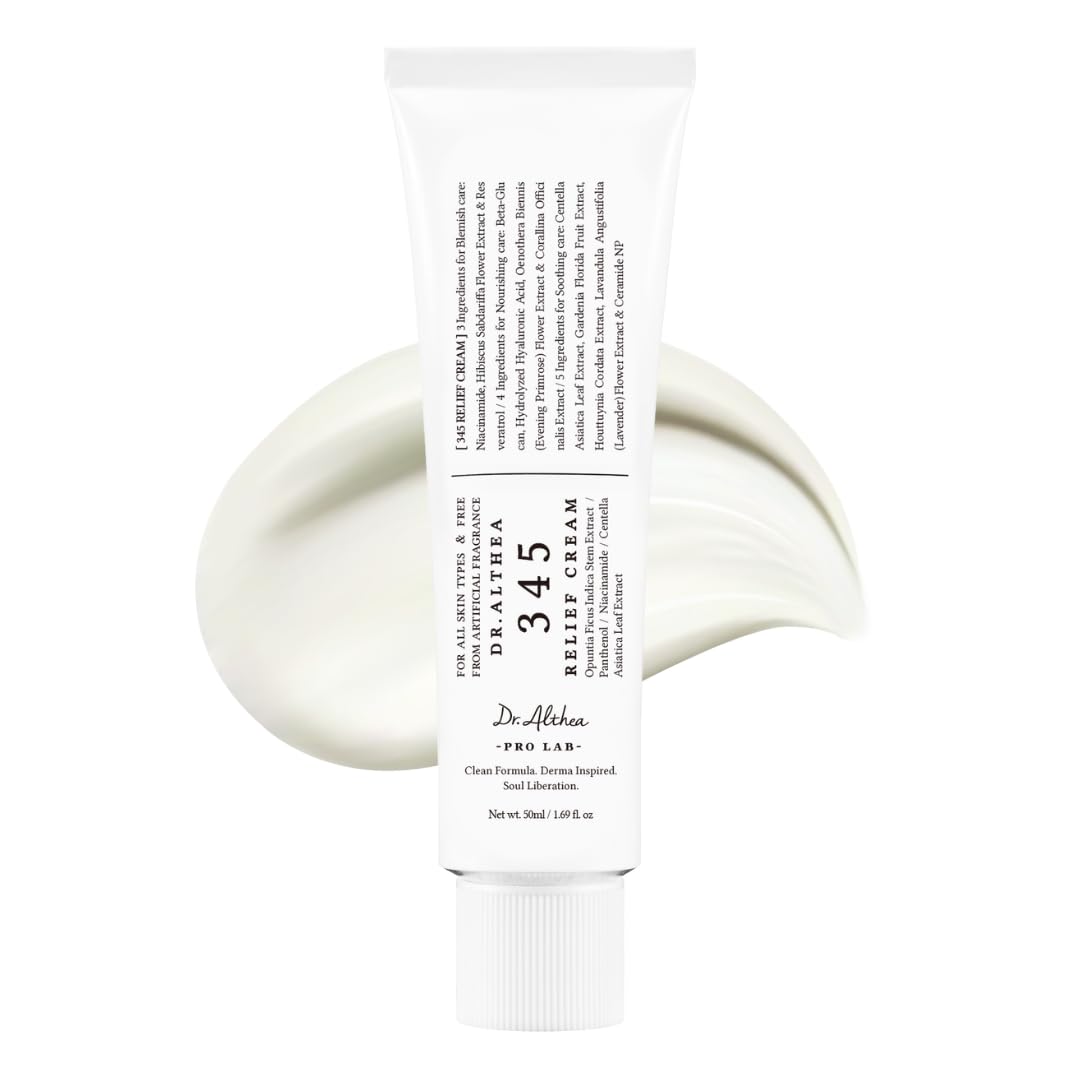 Dr.Althea 345 Relief Cream, Daily Face Moisturizer, Blemish Relief Care, Soothing Recovery & Moisture, Korean Vegan Skin Care for All Skin Types, 1.69 Fl Oz (Pack of 1)