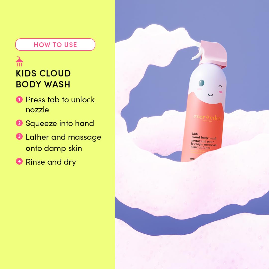 Evereden Kids Cloud Body Wash (6.7 fl. oz., Juicy Citrus): Creamy Nourishing Cloud-Like Texture Toddler Body Wash - Gentle Hydrating Body Wash for Kids with Delicate Skin