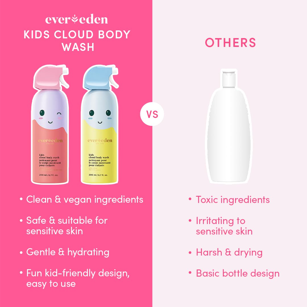 Evereden Kids Cloud Body Wash (6.7 fl. oz., Juicy Citrus): Creamy Nourishing Cloud-Like Texture Toddler Body Wash - Gentle Hydrating Body Wash for Kids with Delicate Skin