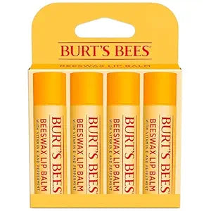 Burt's Bees Lip Balm - Original Beeswax, Lip Moisturizer With Responsibly Sourced Beeswax, Tint-Free, Natural Origin Conditioning Treatment, 4 Tubes, 0.15 oz.