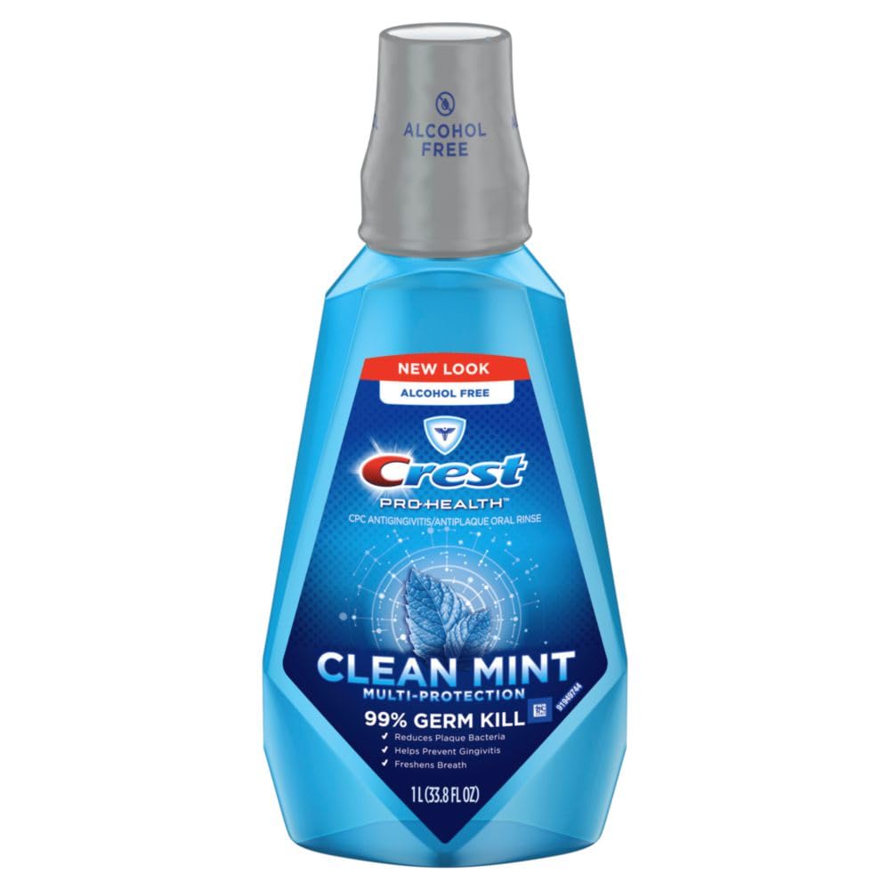 Crest Pro-Health Multi-Protection Mouthwash with CPC, Clean Mint, 1L (33.8 fl oz), Crest Mouthwash, Gingivitis Treatment