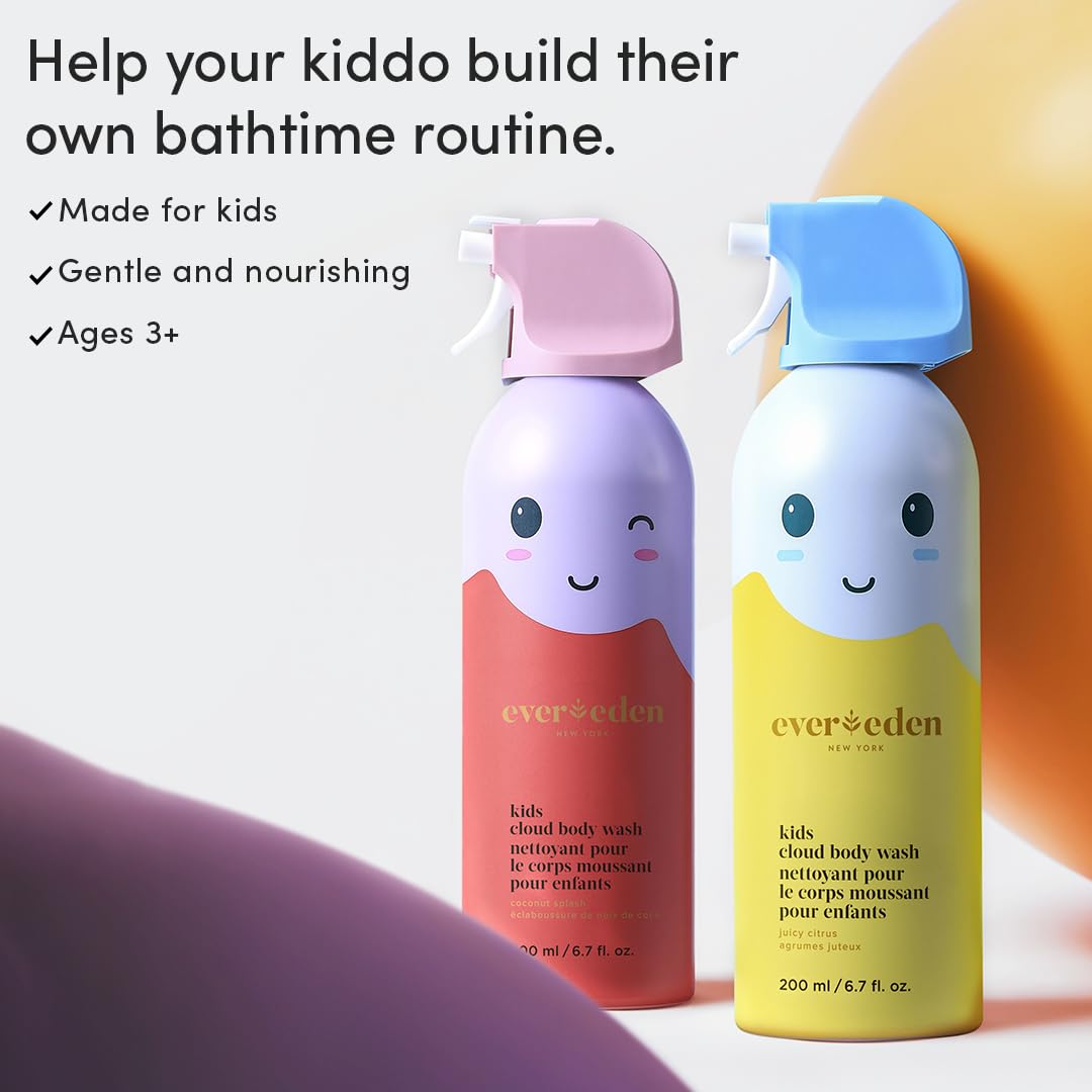 Evereden Kids Cloud Body Wash (6.7 fl. oz., Juicy Citrus): Creamy Nourishing Cloud-Like Texture Toddler Body Wash - Gentle Hydrating Body Wash for Kids with Delicate Skin