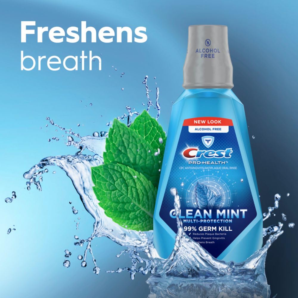 Crest Pro-Health Multi-Protection Mouthwash with CPC, Clean Mint, 1L (33.8 fl oz), Crest Mouthwash, Gingivitis Treatment
