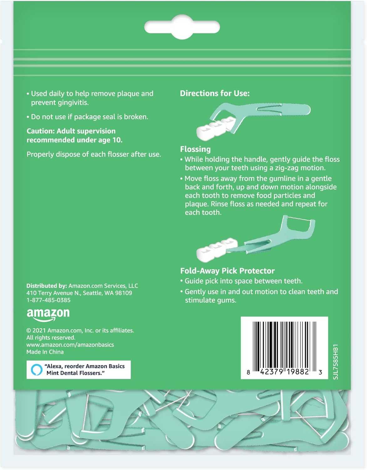 Amazon Basics Mint Dental Flossers, 90 Count, 1 Pack (Previously Solimo)