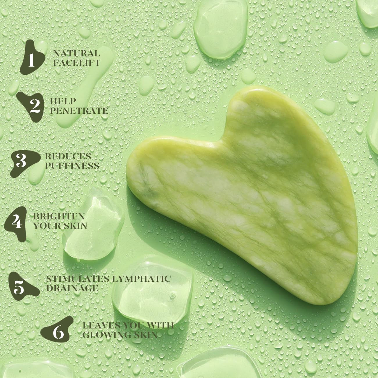 BAIMEI IcyMe Gua Sha & Jade Facial Tools Face Roller and Gua Sha Set for Puffiness and Redness Reducing Skin Care Routine, Self Care Gift for Men Women - Green