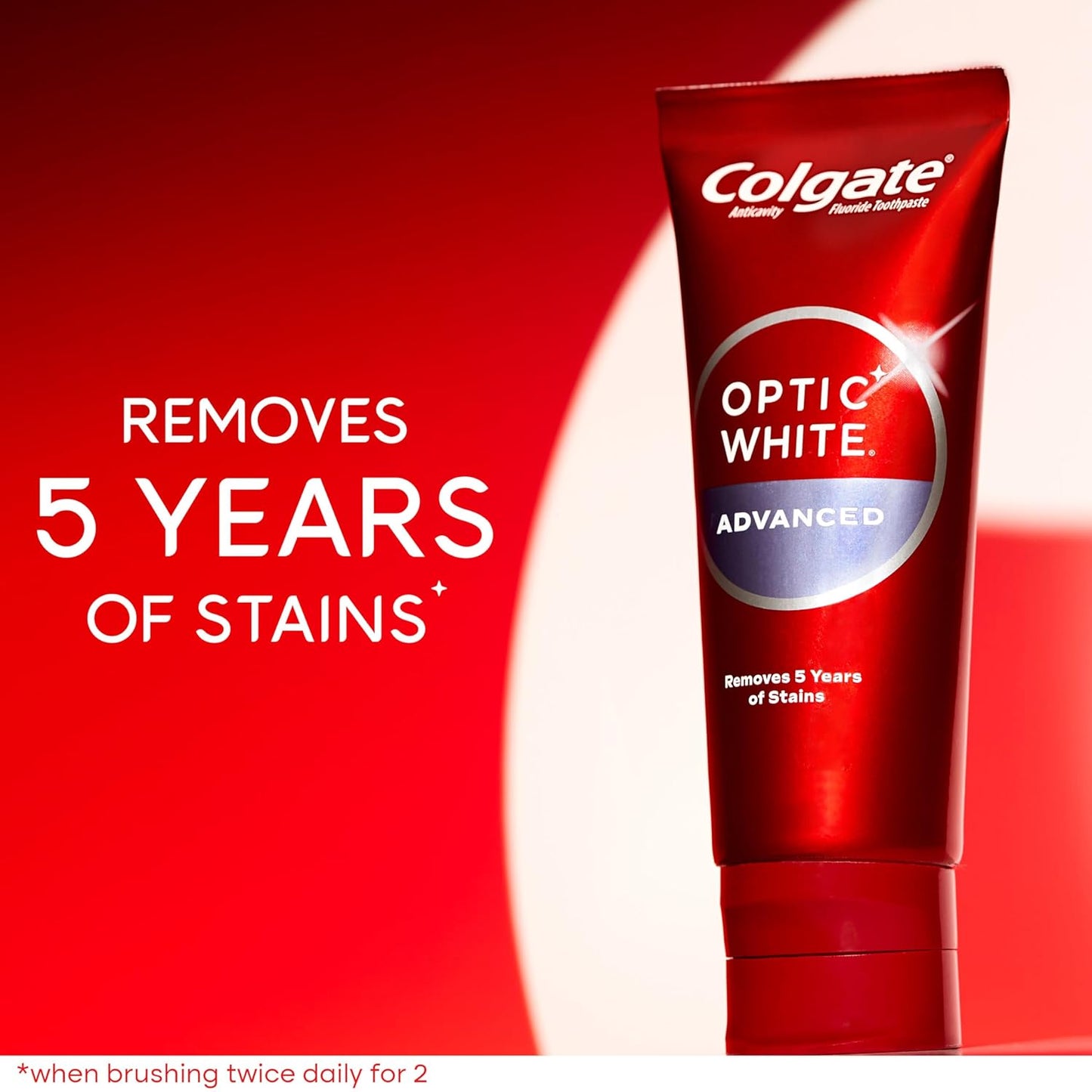 Colgate Optic White Advanced Teeth Whitening Toothpaste, 2% Hydrogen Peroxide Toothpaste, Sparkling White, 3.2 Oz, 3 Pack