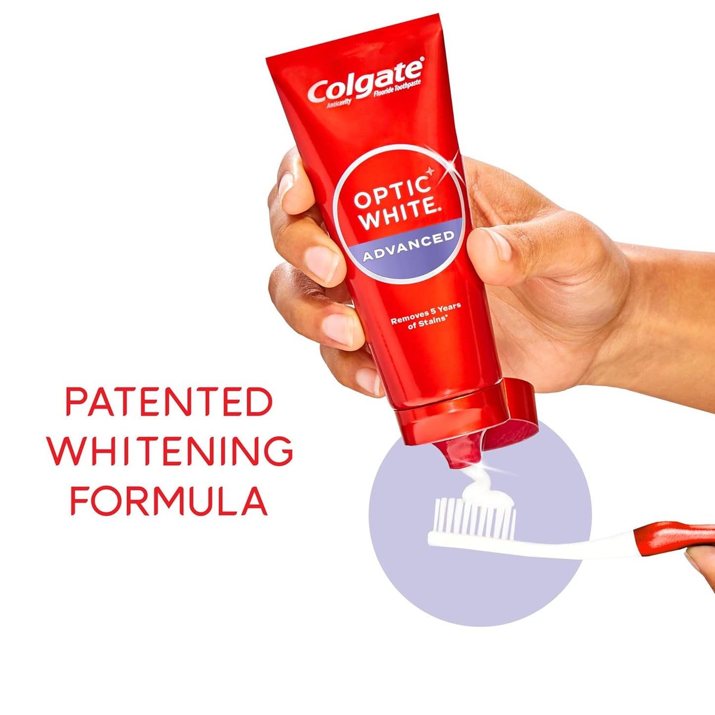 Colgate Optic White Advanced Teeth Whitening Toothpaste, 2% Hydrogen Peroxide Toothpaste, Sparkling White, 3.2 Oz, 3 Pack