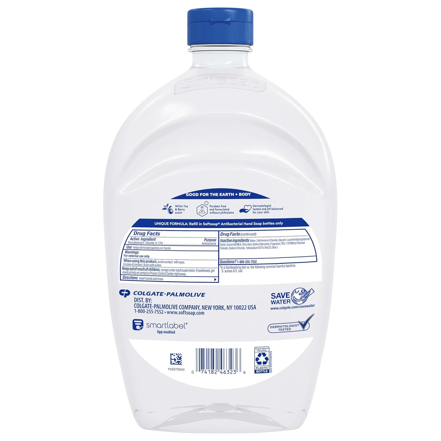 Softsoap Antibacterial Liquid Hand Soap Refill, White Tea & Berry Scented Hand Soap, 50 Ounce(Packaging May Vary)