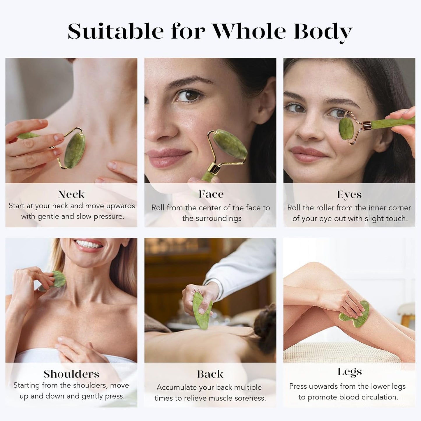 BAIMEI IcyMe Gua Sha & Jade Facial Tools Face Roller and Gua Sha Set for Puffiness and Redness Reducing Skin Care Routine, Self Care Gift for Men Women - Green