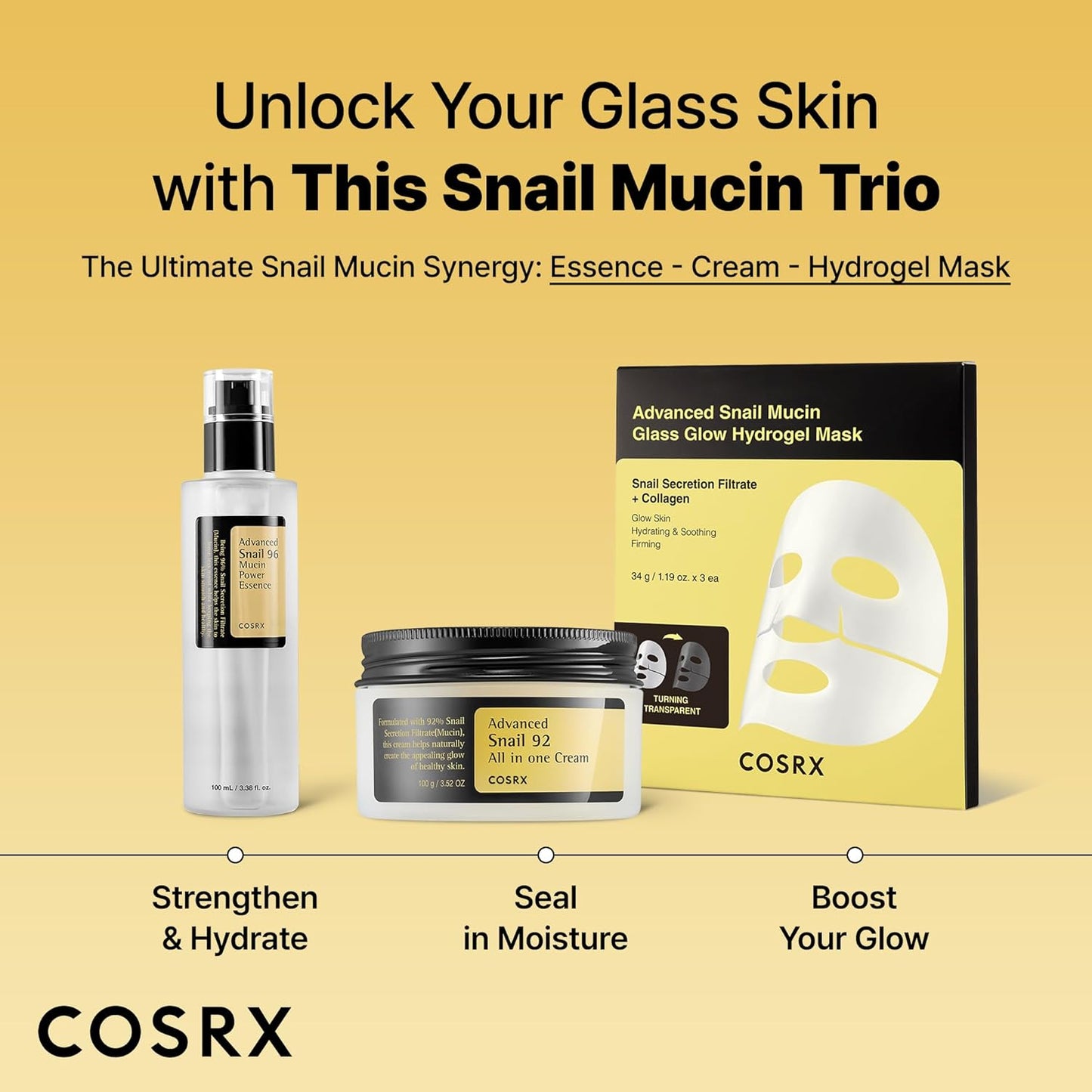 COSRX Snail Mucin 96% Power Repairing Essence 3.38 fl.oz 100ml, Hydrating Serum for Face with Snail Secretion Filtrate for Dull Skin & Fine Lines, Korean Skin Care