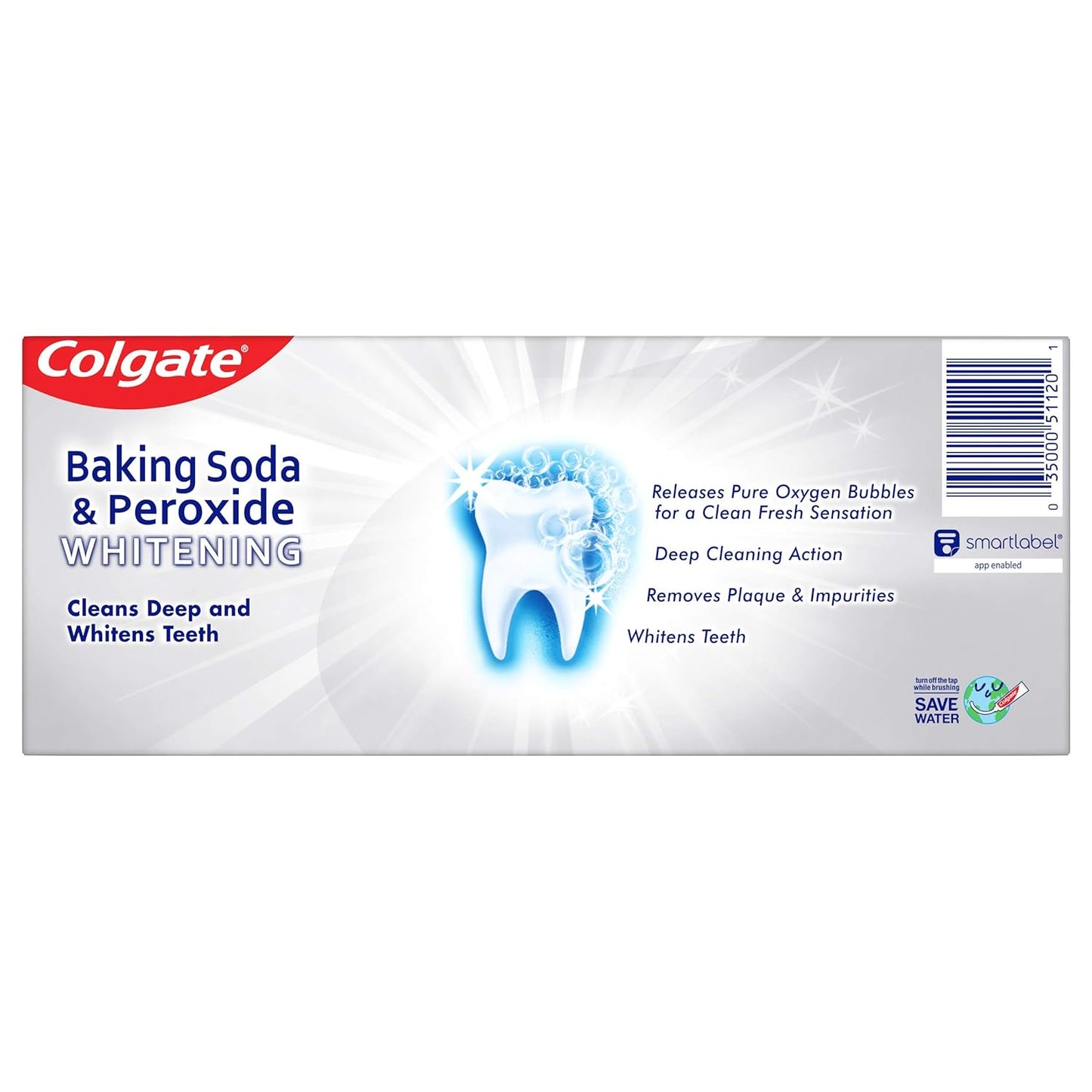 Colgate Baking Soda & Peroxide Toothpaste - Whitens Teeth, Fights Cavities & Removes Stains, Brisk Mint, 6 Ounce (Pack of 2)