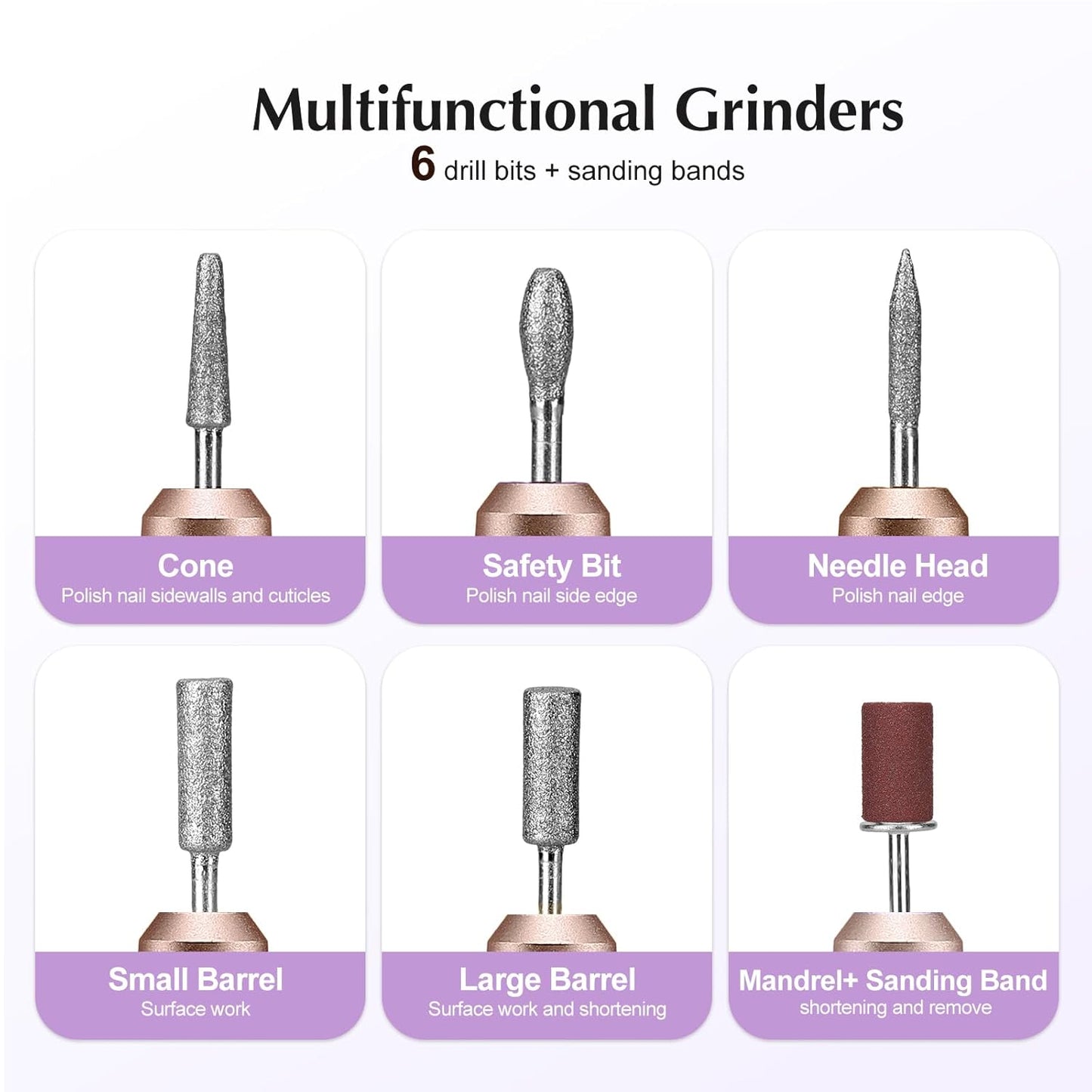 COSLUS Electric Nail Drill File Professional: for Acrylic Gel Dip Powder Nails Portable Nail Machine Kit Manicure Pedicure Tools Polishing Set with Nail Drill Bits Sanding Bands
