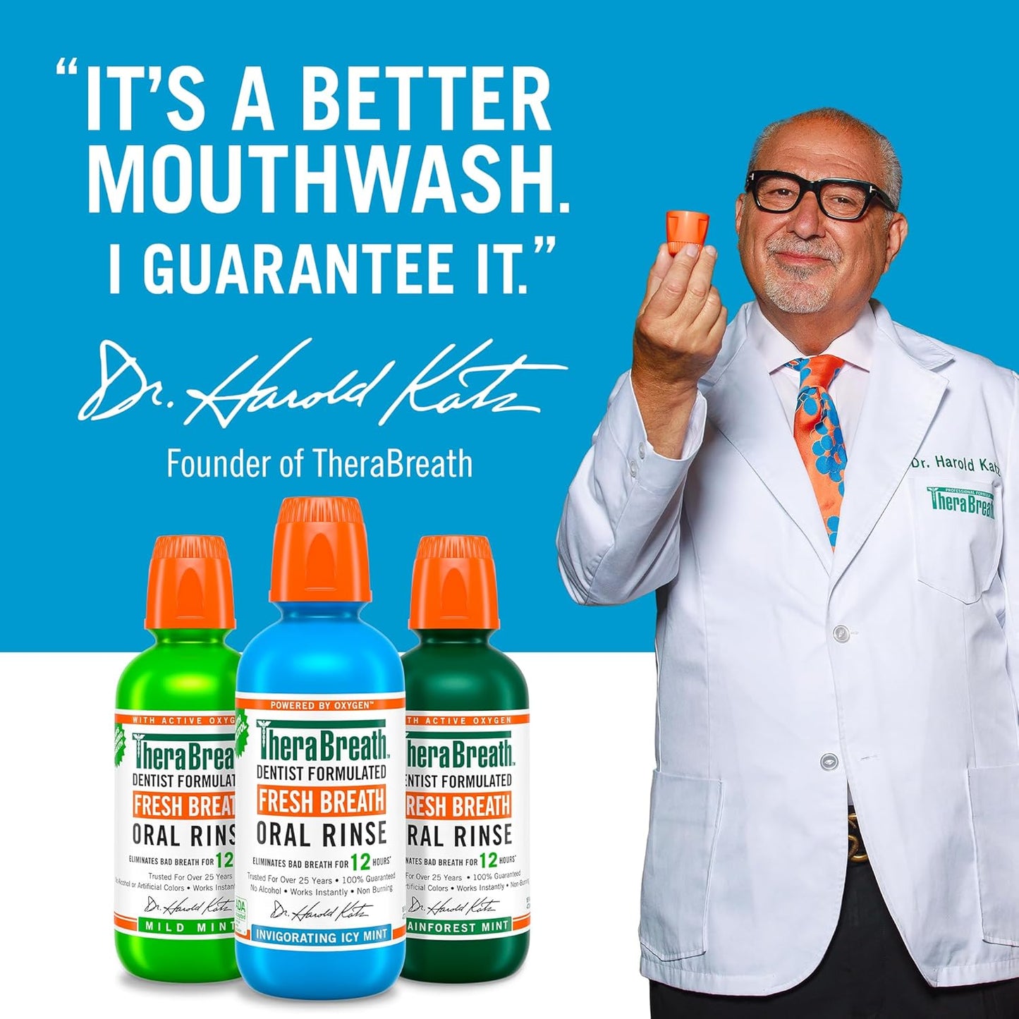 TheraBreath Fresh Breath Mouthwash, Icy Mint Flavor, Alcohol-Free, 16 Fl Oz (Pack of 2)
