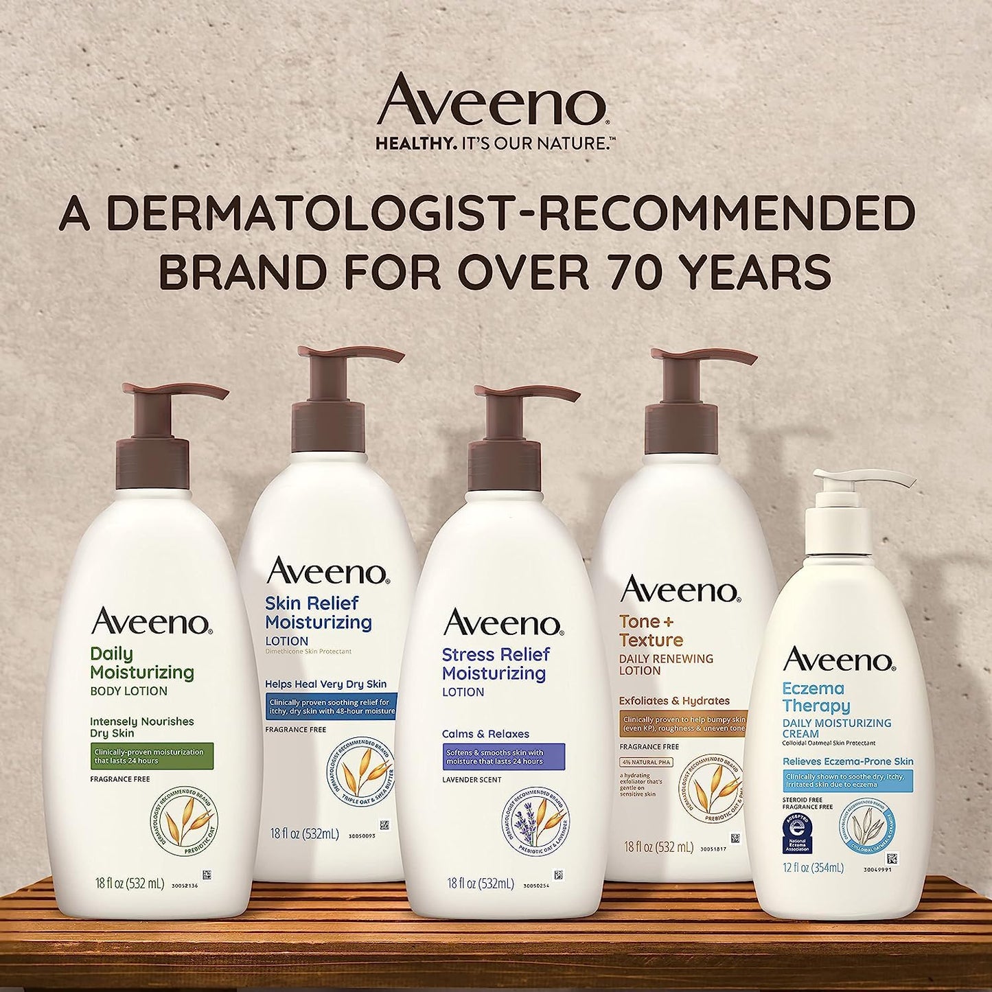 Aveeno Daily Moisturizing Body Lotion for Dry Skin with Prebiotic Oat, Fragrance & Paraben Free, Non-Greasy, Non-Comedogenic, for Sensitive Skin & 72-Hour Moisturizer 18 Fl Oz