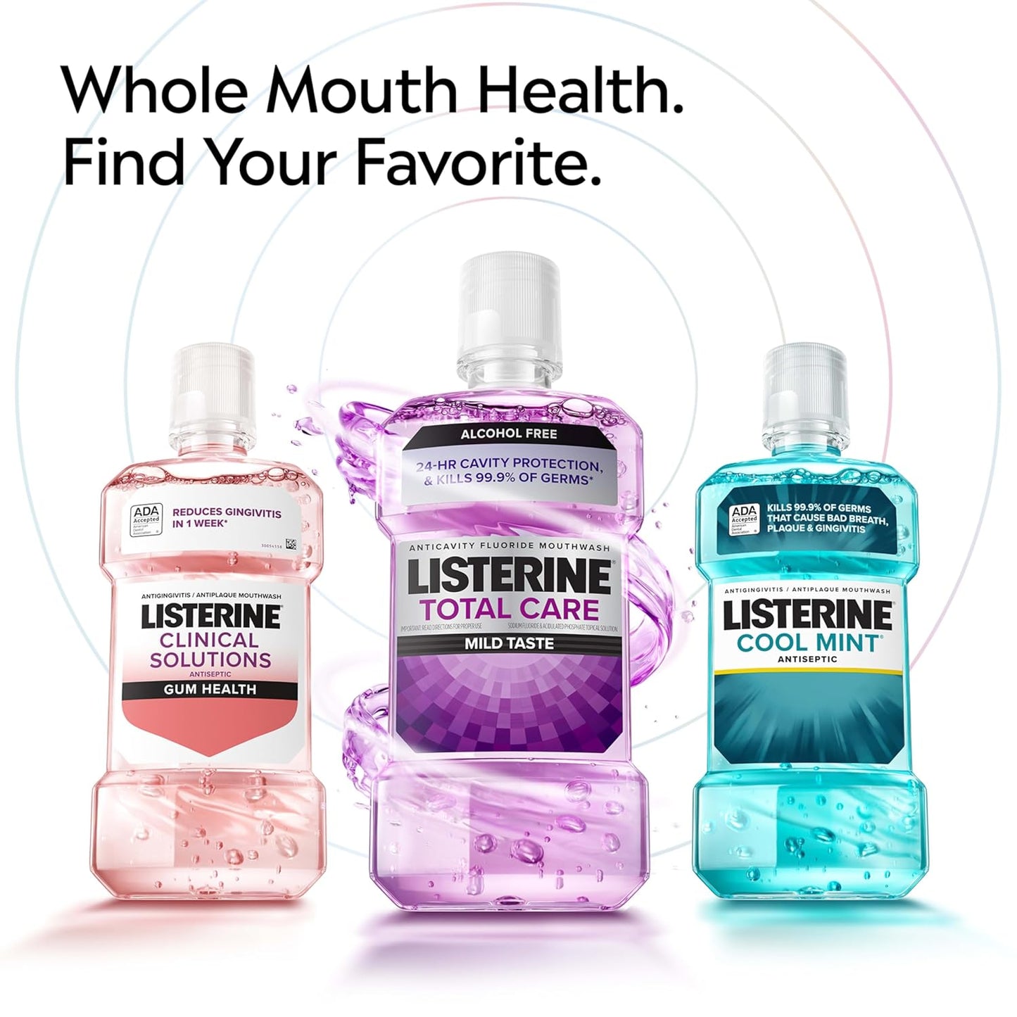 Listerine Cool Mint Antiseptic Mouthwash, Kills 99.9% of Germs That Cause Bad Breath, Plaque & Gingivitis, ADA Accepted, Clinically Proven, Cool Mint Flavor, for Adults, 1L Bottles, 2 Pack