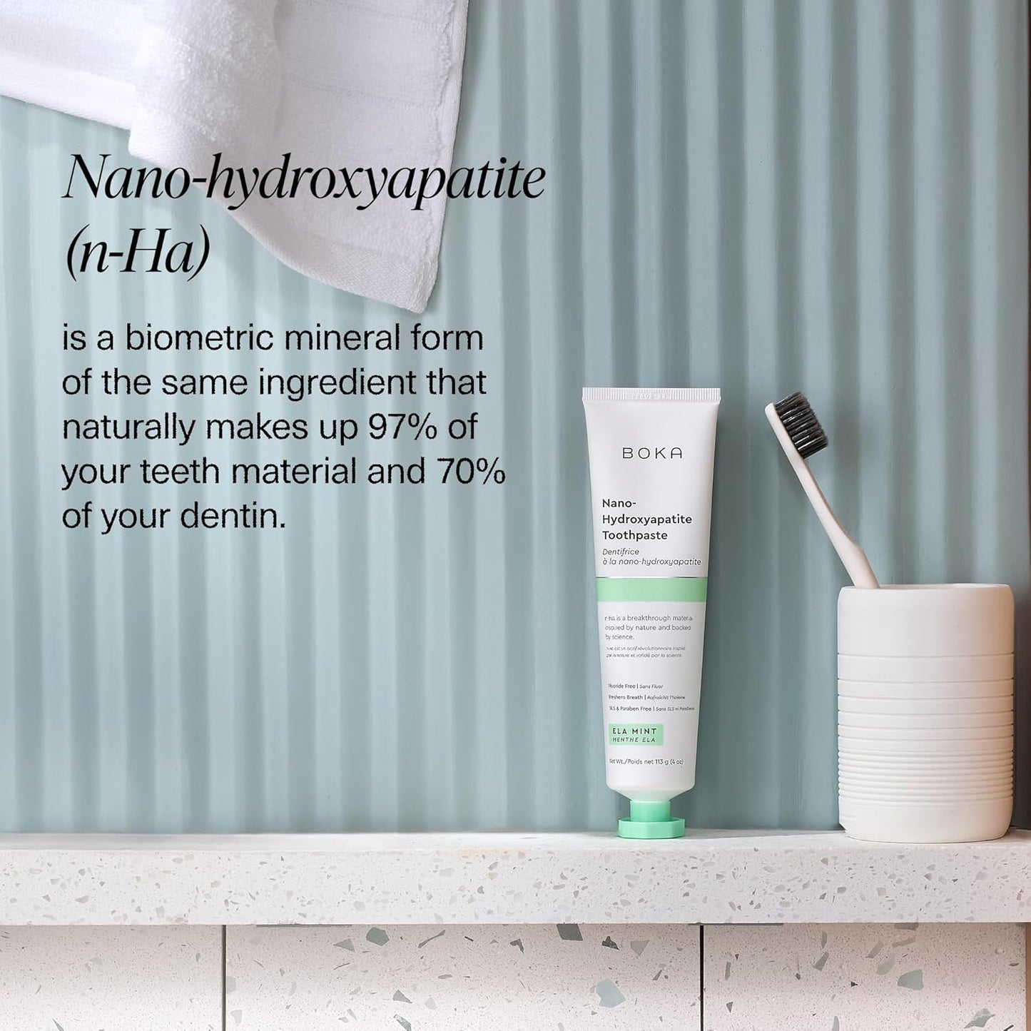 Boka Fluoride Free Toothpaste, Nano Hydroxyapatite Toothpaste, Appropriate for Sensitive Teeth - for Adult, Kids Oral Care - Ela Mint Flavor, 4 Fl Oz 1Pk US Manufactured