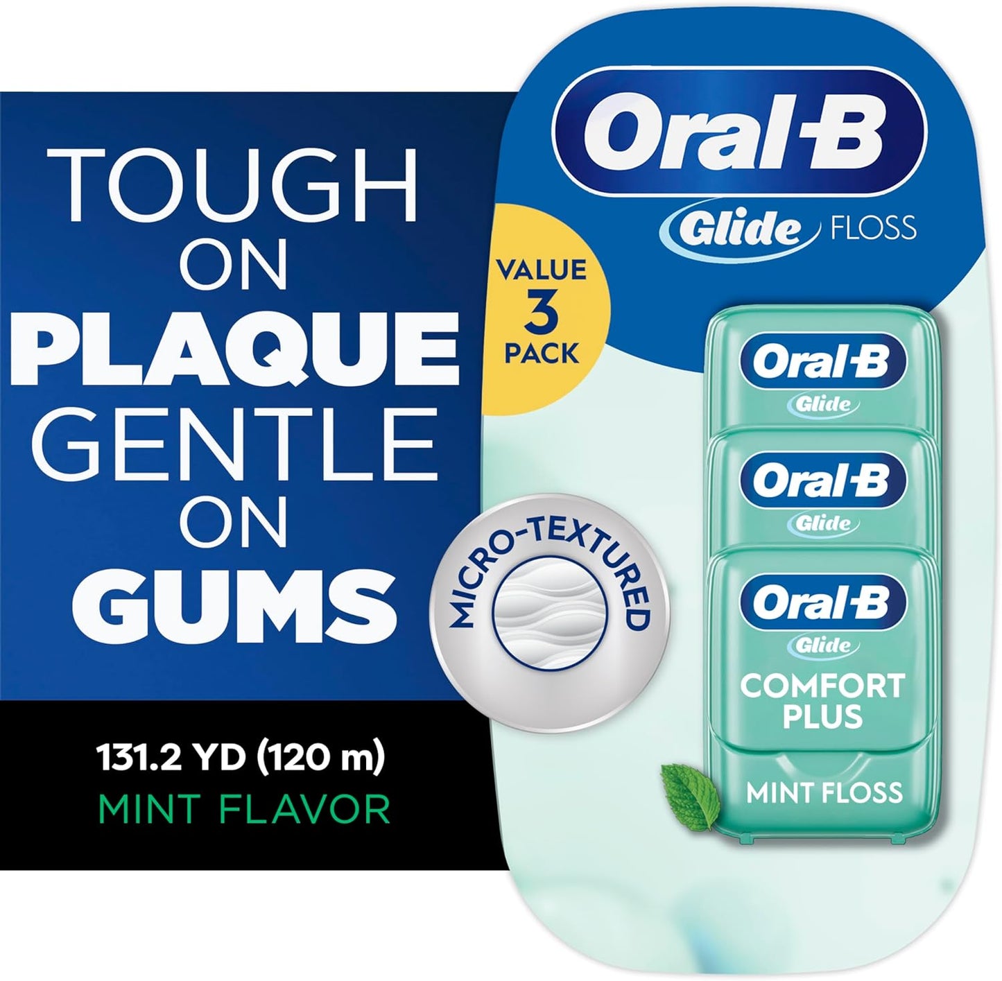 Oral-B Glide Pro-Health Comfort Plus Floss, Mint, 3 Ct