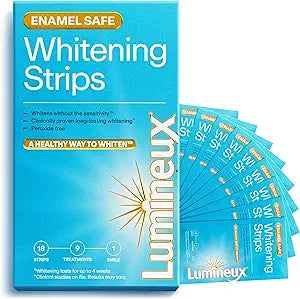 Lumineux Teeth Whitening Strips 9 Treatments – Peroxide Free - Enamel Safe for Whiter Teeth - Whitening Without The Sensitivity - Dentist Formulated - Sensitivity Free